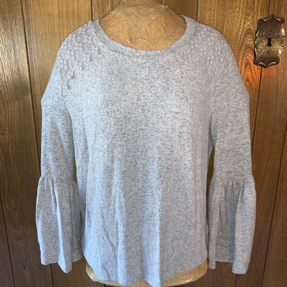 Soft Sweater Knit Top w/flared Sleeves